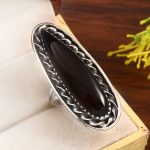 Black Onyx Size US 9 925 Sterling Silver Ring (RS7-13)