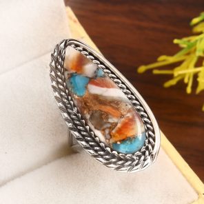 Spiny Oyster Turquoise Size US 6 925 Sterling Silver Ring (RS7-33)