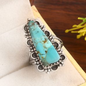 Mohave Turquoise Size US 7 925 Sterling Silver Ring (RS7-12)
