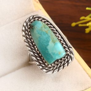 Mohave Turquoise Size US 7 925 Sterling Silver Ring (RS7-1)