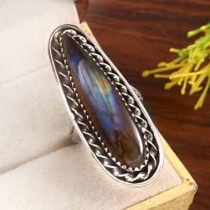 Labradorite Size US 9 925 Sterling Silver Ring (RS7-26)