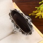 Black Onyx Size US 10 925 Sterling Silver Ring (RS7-15)