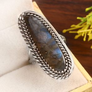 Labradorite Size US 9 925 Sterling Silver Ring (RS7-27)