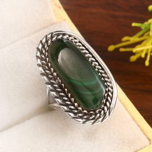Malachite Size US 6 925 Sterling Silver Ring (RS7-18)