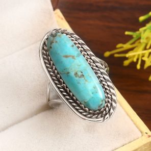 Mohave Turquoise Size US 10 925 Sterling Silver Ring (RS7-4)