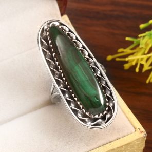 Malachite Size US 9 925 Sterling Silver Ring (RS7-19)