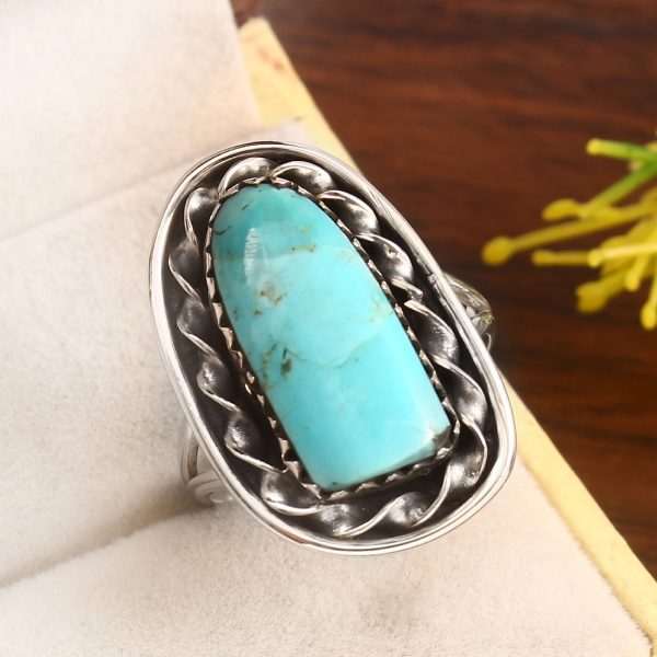 Mohave Turquoise Size US 10 925 Sterling Silver Ring (RS7-5)