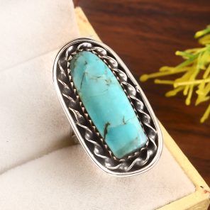 Mohave Turquoise Size US 8 925 Sterling Silver Ring (RS7-7)