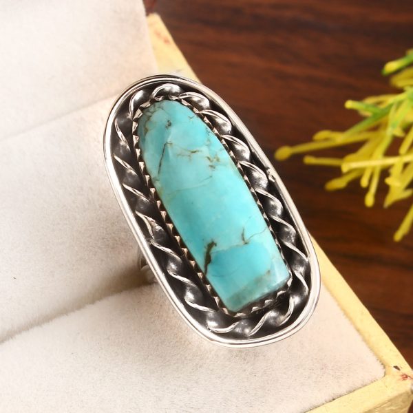 Mohave Turquoise Size US 8 925 Sterling Silver Ring (RS7-7)