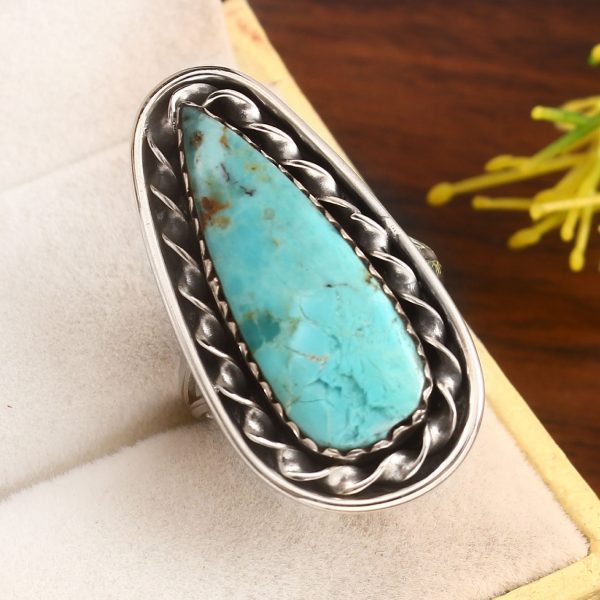 Mohave Turquoise Size US 8 925 Sterling Silver Ring (RS7-8)