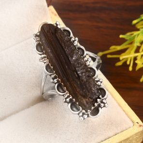 Black Tourmaline  Size US 10 925 Sterling Silver Ring (RS7-38)