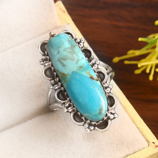 Mohave Turquoise Size US 8 925 Sterling Silver Ring (RS7-9)