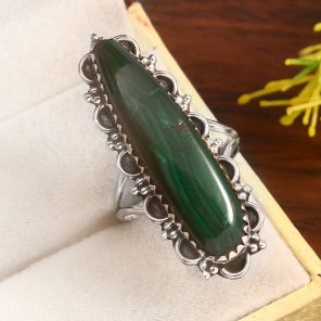 Malachite Size US 9 925 Sterling Silver Ring (RS7-21)
