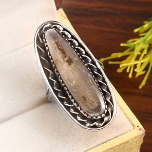 Selenite Size US 10 925 Sterling Silver Ring (RS7-24)