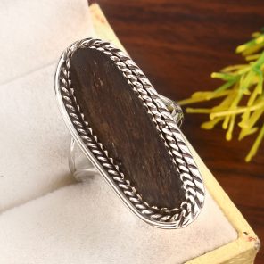 Black Tourmaline  Size US 10 925 Sterling Silver Ring (RS7-40)