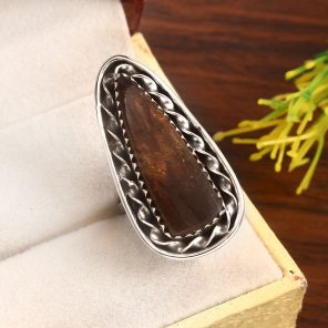Plum Root Agate Size US 6 925 Sterling Silver Ring (RS7-45)