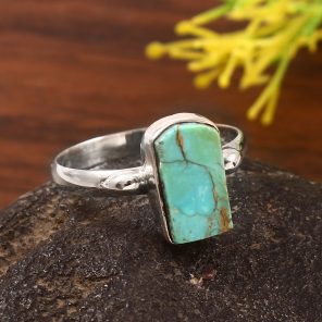 Mohave Turquoise Size US 10 925 Sterling Silver Ring (RSEXT65-61)