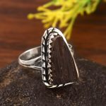 Raw Black Tourmaline Size US 7 925 Sterling Silver Ring (RSEXT65-73)