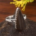 Raw Black Tourmaline Size US 9 925 Sterling Silver Ring (RSEXT65-74)