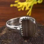 Raw Black Tourmaline Size US 10 925 Sterling Silver Ring (RSEXT65-75)