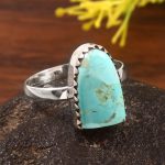 Mohave Turquoise Size US 10 925 Sterling Silver Ring (RSEXT65-63)