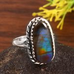 Purple Labradorite Size US 9 925 Sterling Silver Ring (RSEXT65-70)