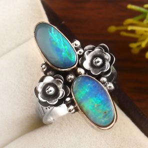 Australian Opal Size US 7 925 Sterling Silver Ring (REXT95-85)