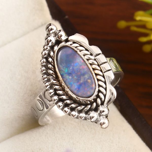 Australian Opal Size US 7 925 Sterling Silver Ring (REXT95-82)