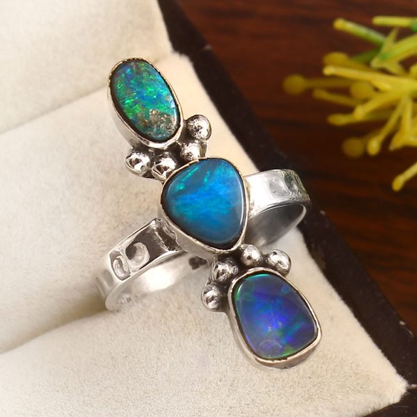 Australian Opal Size US 7 925 Sterling Silver Ring (REXT95-81)