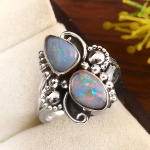 Australian Opal Size US 7 925 Sterling Silver Ring (REXT95-80)