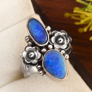 Australian Opal Size US 7 925 Sterling Silver Ring (REXT95-86)