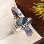 Australian Opal Size US 10 925 Sterling Silver Ring (REXT95-143)