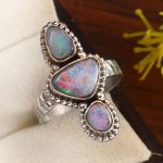 Australian Opal Size US 9 925 Sterling Silver Ring (REXT95-123)