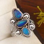 Australian Opal Size US 7 925 Sterling Silver Ring (REXT95-72)