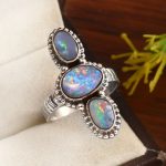 Australian Opal Size US 10 925 Sterling Silver Ring (REXT95-151)