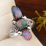 Australian Opal Size US 9 925 Sterling Silver Ring (REXT95-140)