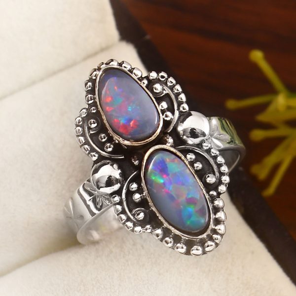 Australian Opal Size US 8 925 Sterling Silver Ring (REXT95-100)