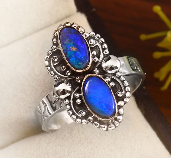 Australian Opal Size US 9 925 Sterling Silver Ring (REXT95-126)