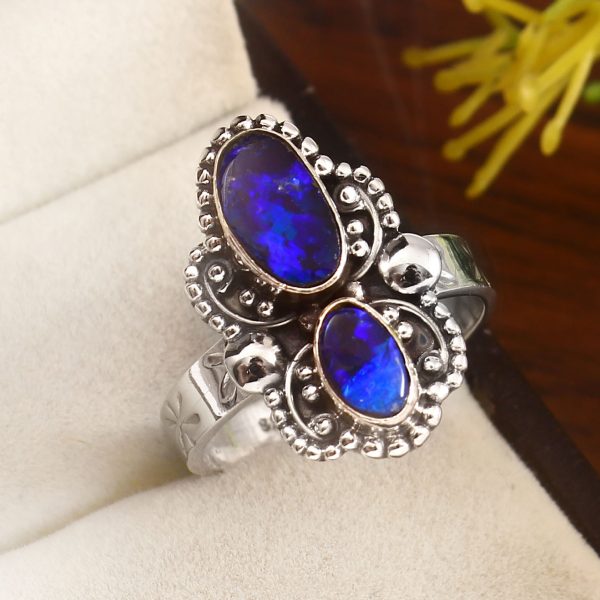 Australian Opal Size US 8 925 Sterling Silver Ring (REXT95-102)