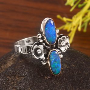 Australian Opal Size US 9 925 Sterling Silver Ring (REXT95-128)