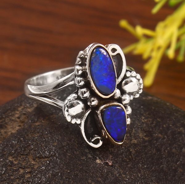 Australian Opal Size US 8 925 Sterling Silver Ring (REXT95-112)