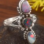 Australian Opal Size US 9 925 Sterling Silver Ring (REXT95-141)