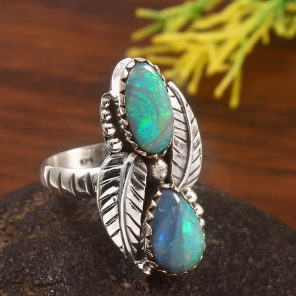 Australian Opal Size US 7 925 Sterling Silver Ring (REXT95-66)