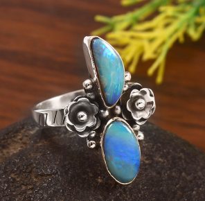 Australian Opal Size US 9 925 Sterling Silver Ring (REXT95-132)