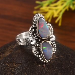 Australian Opal Size US 7 925 Sterling Silver Ring (REXT95-64)