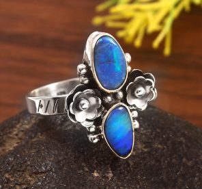 Australian Opal Size US 9 925 Sterling Silver Ring (REXT95-133)