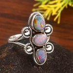 Australian Opal Size US 9 925 Sterling Silver Ring (REXT95-135)