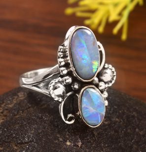Australian Opal Size US 9 925 Sterling Silver Ring (REXT95-136)