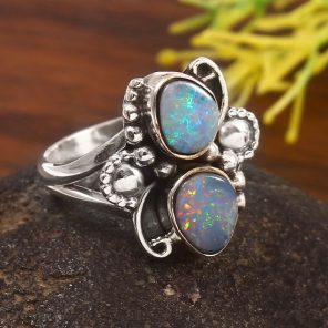 Australian Opal Size US 7 925 Sterling Silver Ring (REXT95-63)