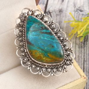 Peruvian Opal Size US 6 925 Sterling Silver Ring (REXT71-66)